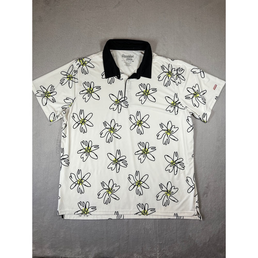 Breakfast Balls RSVLTS Mens 4XL Golf Polo Shirt Floral Short Sleeve PerformanCE
